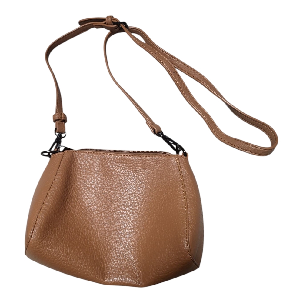 Street Level Tan Crossbody Bag with Adjustable Strap and Pebbled Finish